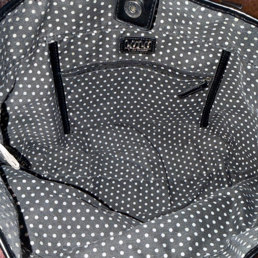 Lulu Cream and Black Tote with Pink Accents - Picture 7 of 7